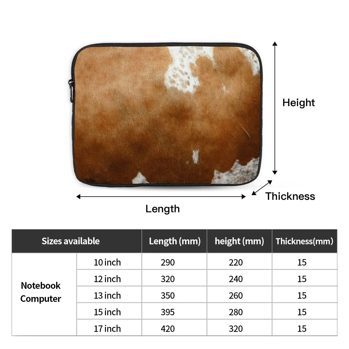 Stylish Cow Fur Cowhide Texture Cow Skin Print Patter Notebook Laptop Bag  For Macbook Air Pro Tablet Shockproof Case Bag