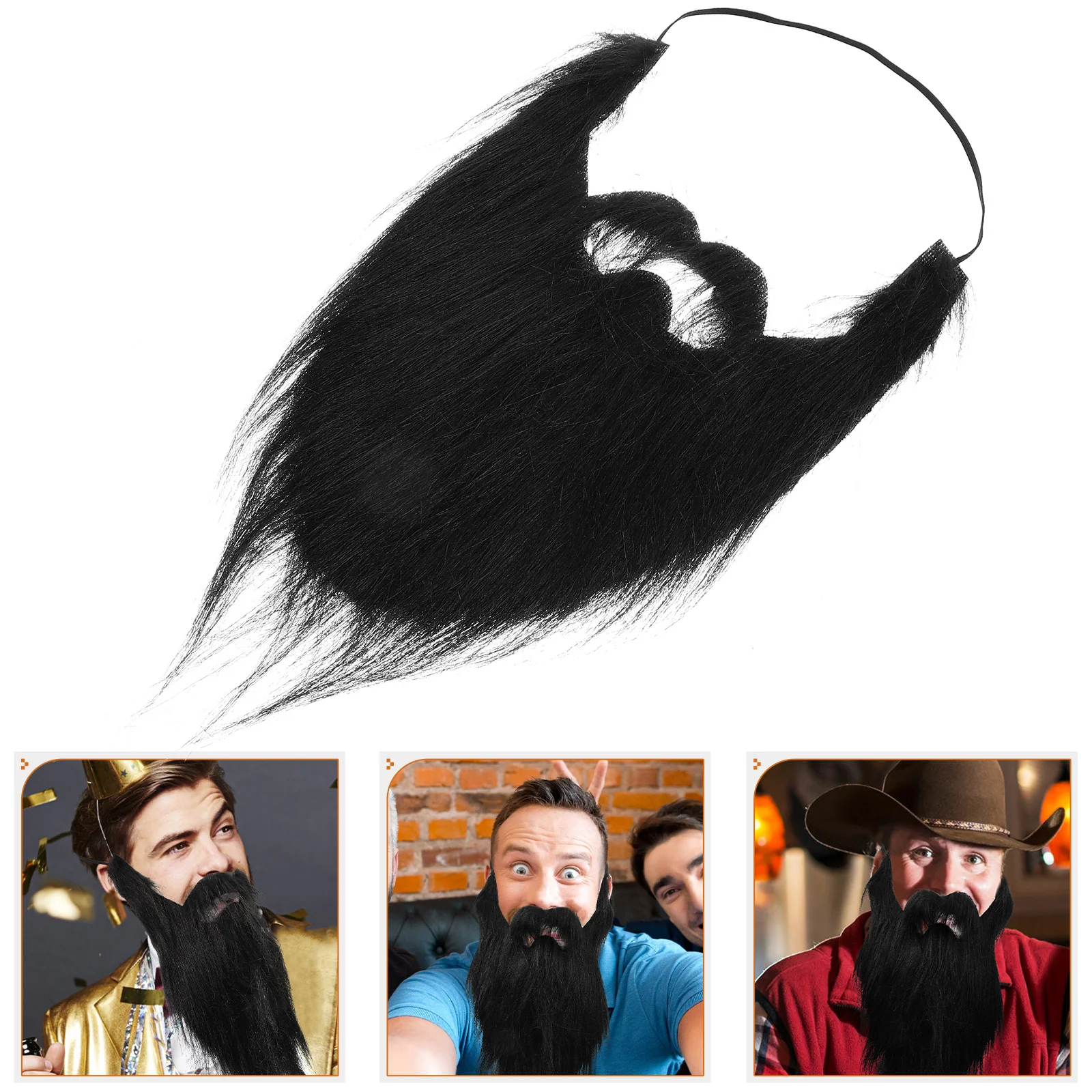 Large Black Realistic Fake Beard Men'S Costume Facial Hair Prop Halloween Cosplay Party Accessory – Beard For Stage Show