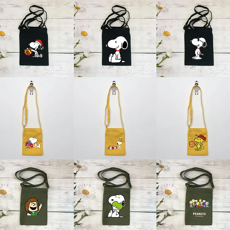

Colorful Snoopy Crossbody Bag Kawaii Student Portable Travel Handbag Cell Phone Candy Jewelry Canvas School Office Life Supplies