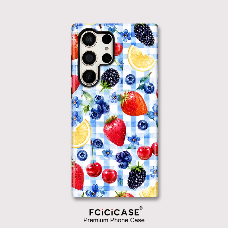 Fcicicase Phone Case For Samsung Galaxy S24+ S23 Plus S20 FE S25 Ultra A56 A36 A16 A26 Strawberry Fruits Anti Drop Back Cover