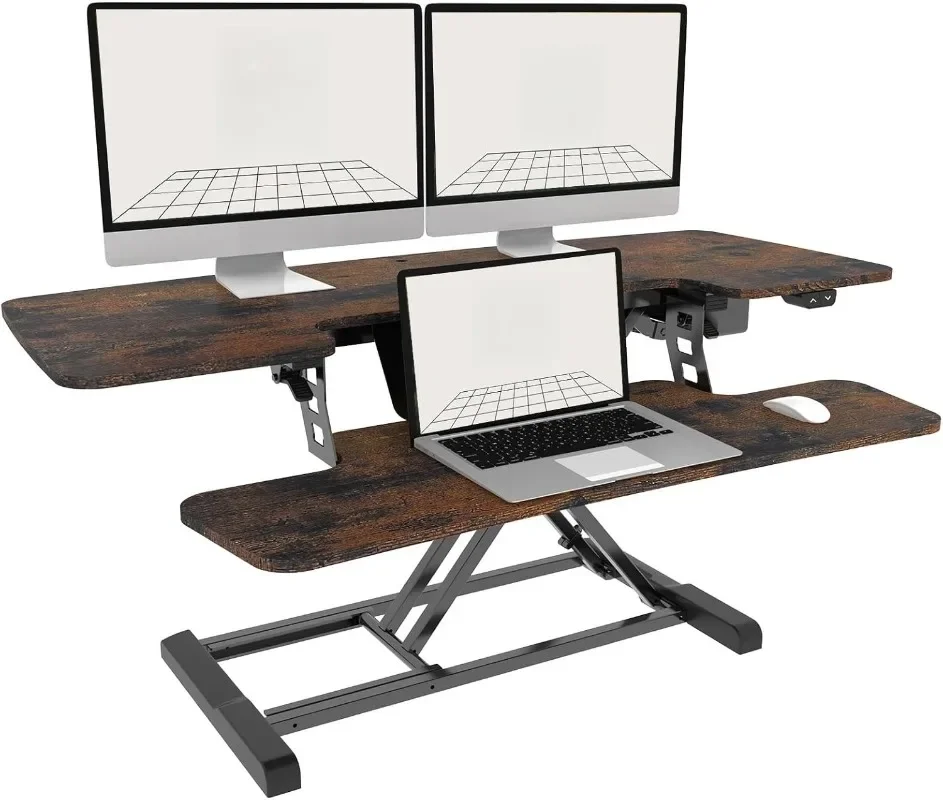 

Electric Standing Desk Converter 42" Height Adjustable Desk 55 LBS Weight Capacity Motorized Stand up Desk Riser for O