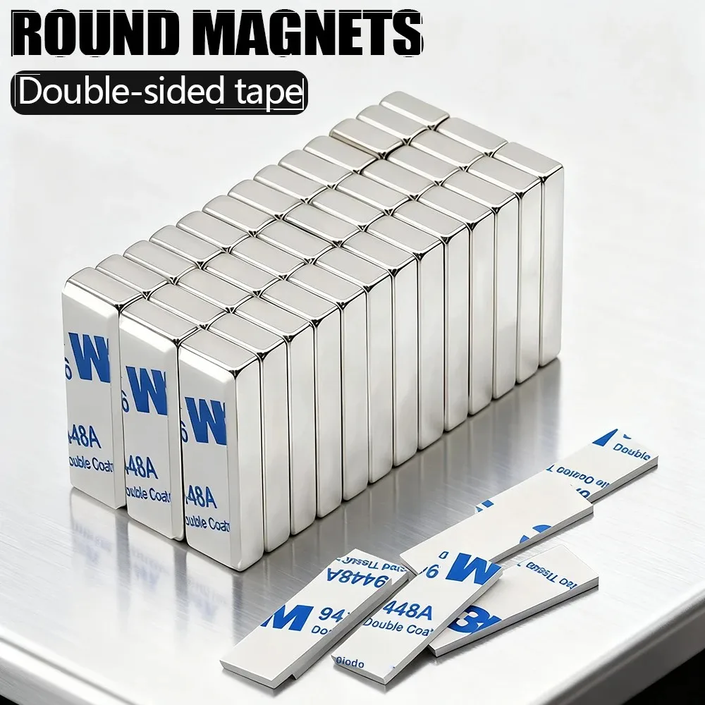 Block Super Strong Magnet Powerful Neodymium Magnets With double-sided adhesive N35 NdfeB Permanent Magnetic Refrigerator Magnet