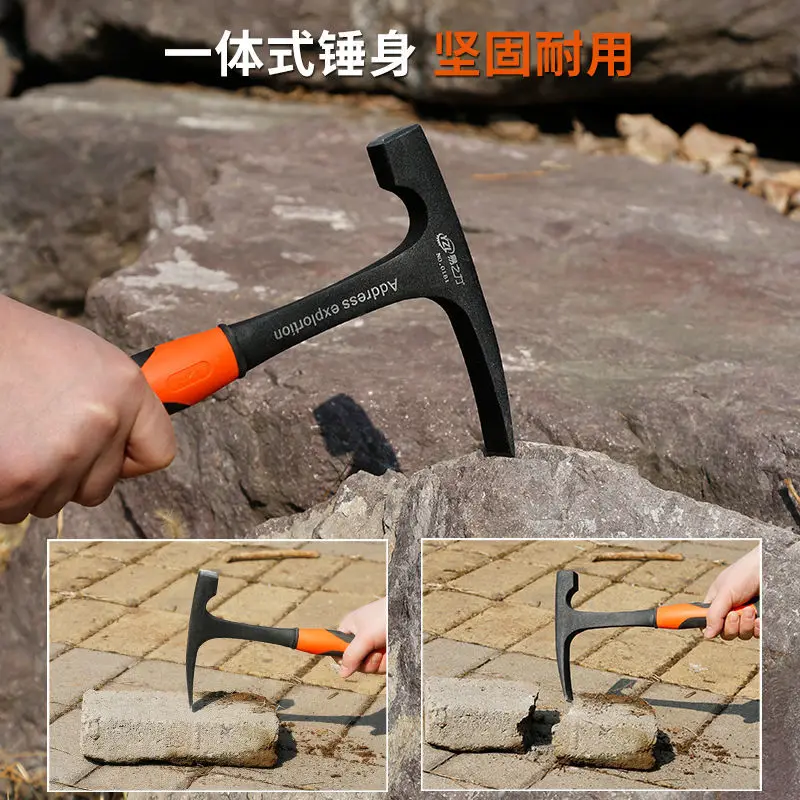 Professional exploration pointed flat head integrated hammer escape hammer professional geological and mining tools