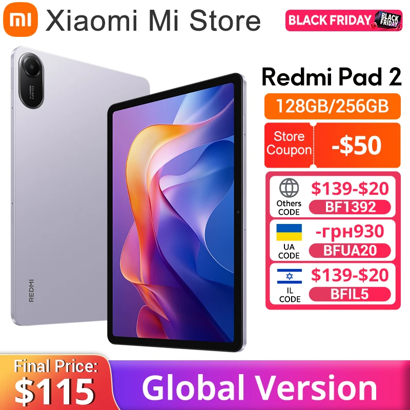 【Brand+】Xiaomi Redmi Pad 2  Advanced Helio G100-Ultra 11" 2.5K crystal-clear display 9000mAh battery 18W fast charging