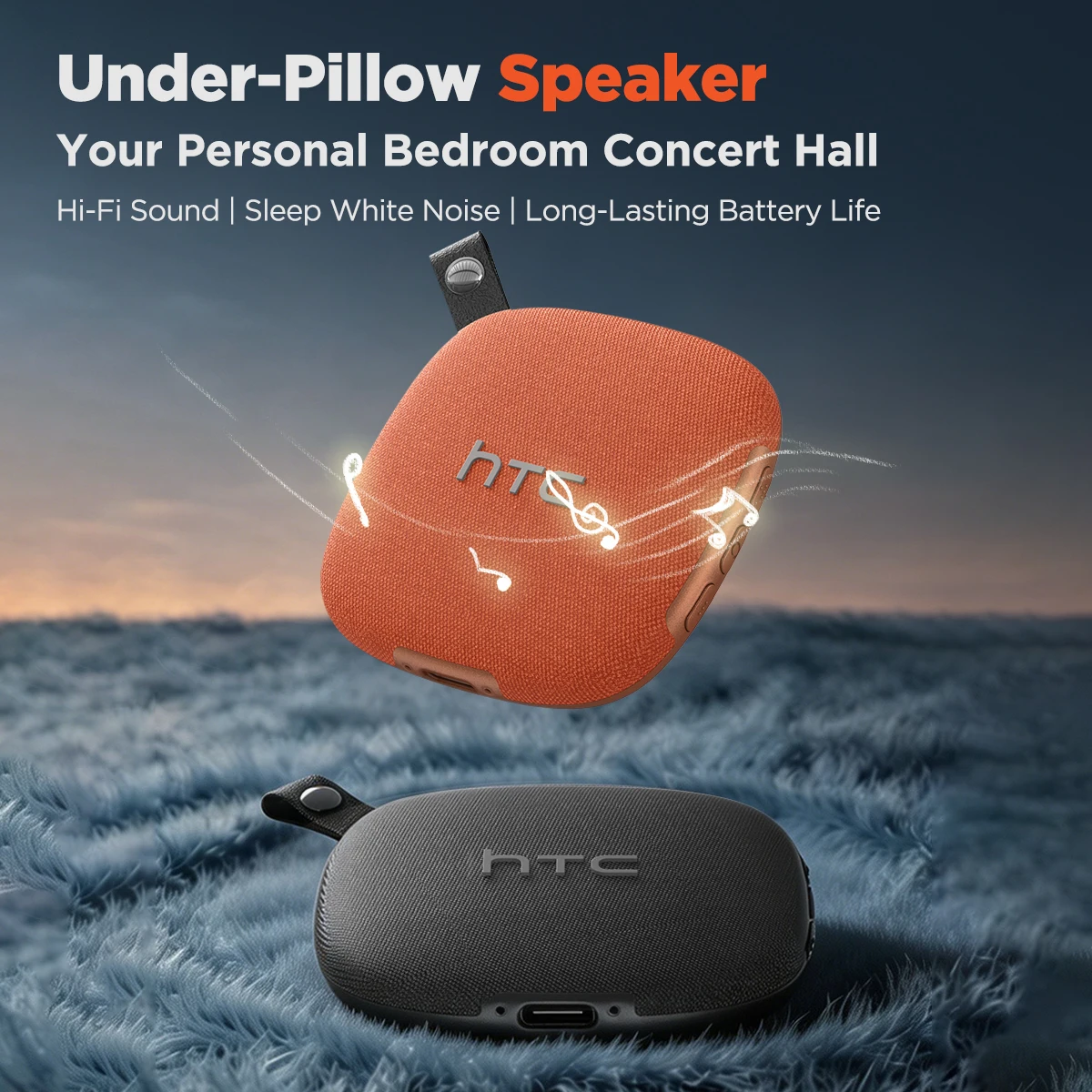 HTC WS01 Enceinte Bluetooth portable ultra-mince avec bruit blanc intégré pour dormeurs latéraux, longue autonomie