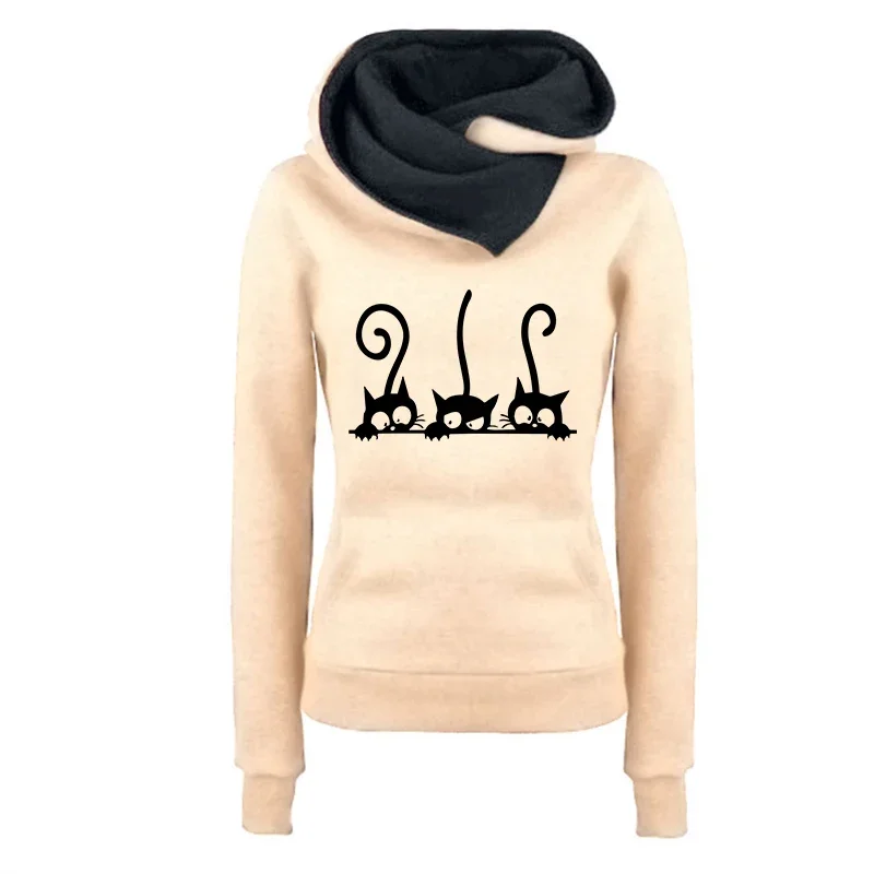 New Arrival Women\'s Cute Cat Hooded Outfits Hoodies and Jogger Pants High Quality Ladies Daily Casual Sports Jogging Suit 2024