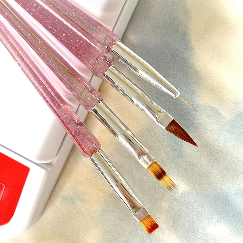 4 Stück Kunststoff UV-Gel Nagel bürsten Set DIY Nail Art Liner Pinsel Streifen muster Malpin sel Kits Erweiterung Zeichnung Carving Pen