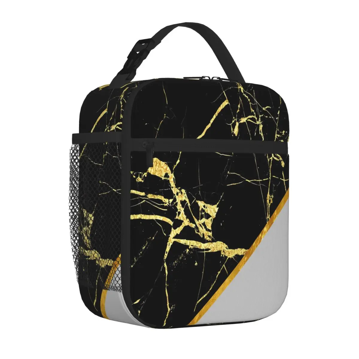 Bestselling Gold And Black Marble Solid Color School Lunch Bag Seaside Lunch Office Lunch Bag