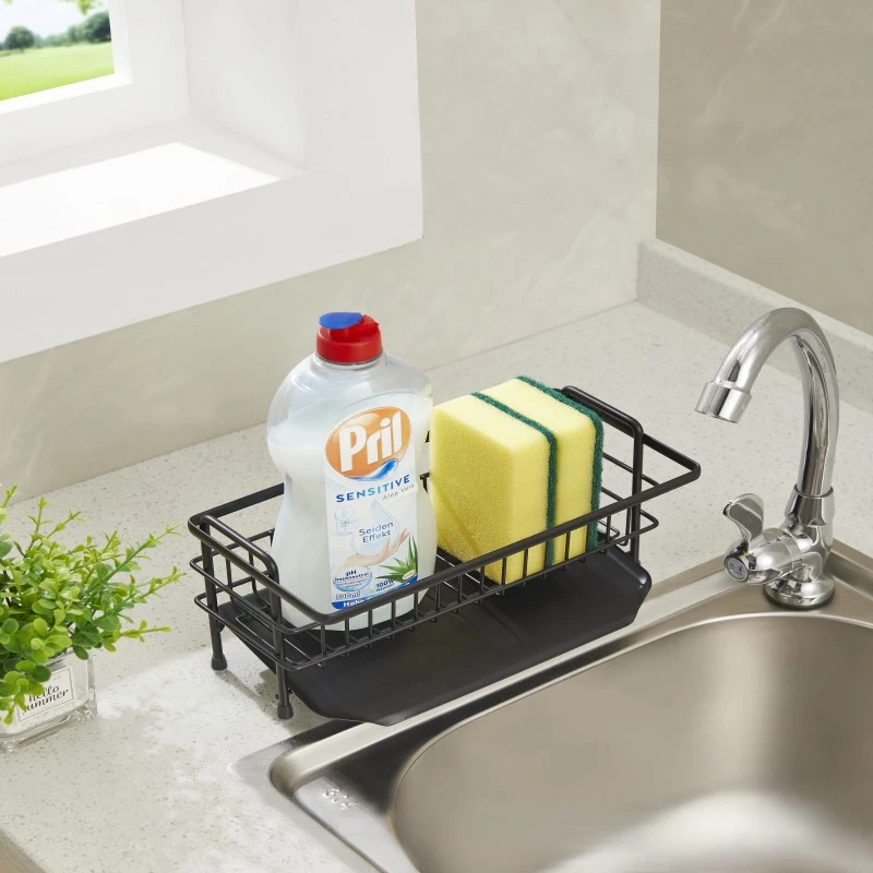 

Kitchen Storage Rack Sink Sponge Rack Storage Metal Storage Basket House Cleaning Desk Organizer Floor Type Waterproof Portable