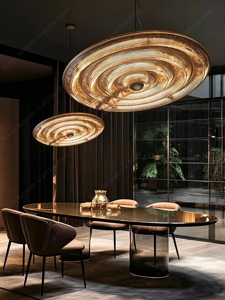 

Round Amber Glass Chandeliers Small Lights, Decoration Living Room Dining Table Luxury Hanglamp Lampen Lustres