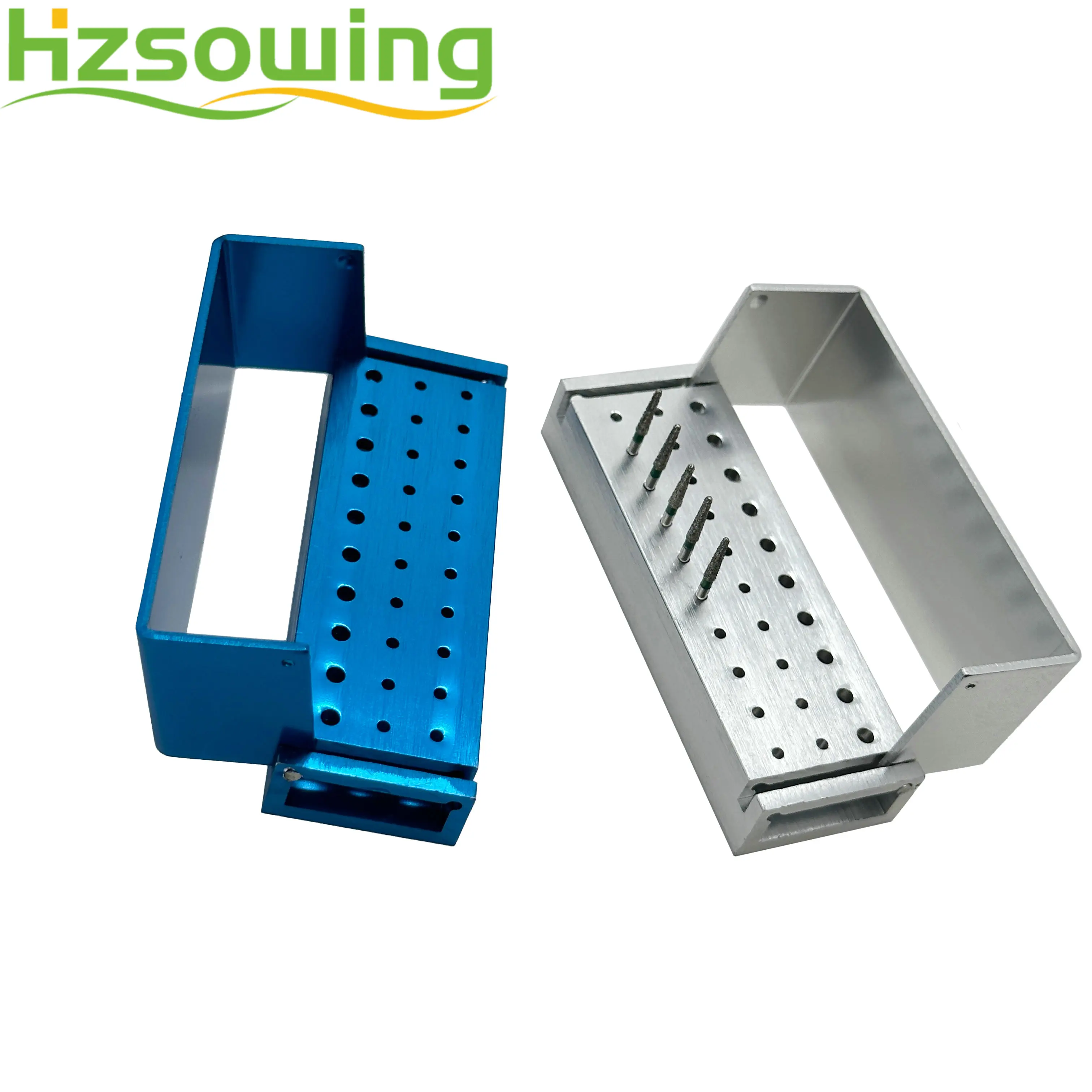 Dental Bur Box 30 Holes Aluminum  Disinfection Block Use For Hight / Low Speed Bur Dentistry Tool