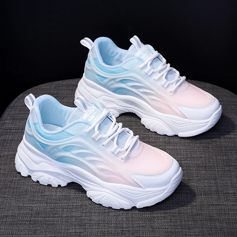 Shoes Mixed Colors Breathable Platform Sneakers 2023 New Casual All-match Mesh Lightweight Sprots Running Fashion Spring Autumn