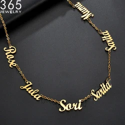 Trendy Kunden Mehrere Namen Halskette Personalisierte Edelstahl Kette 6 Namensschilder Anhänger Halsketten Fashion-Party Geschenk