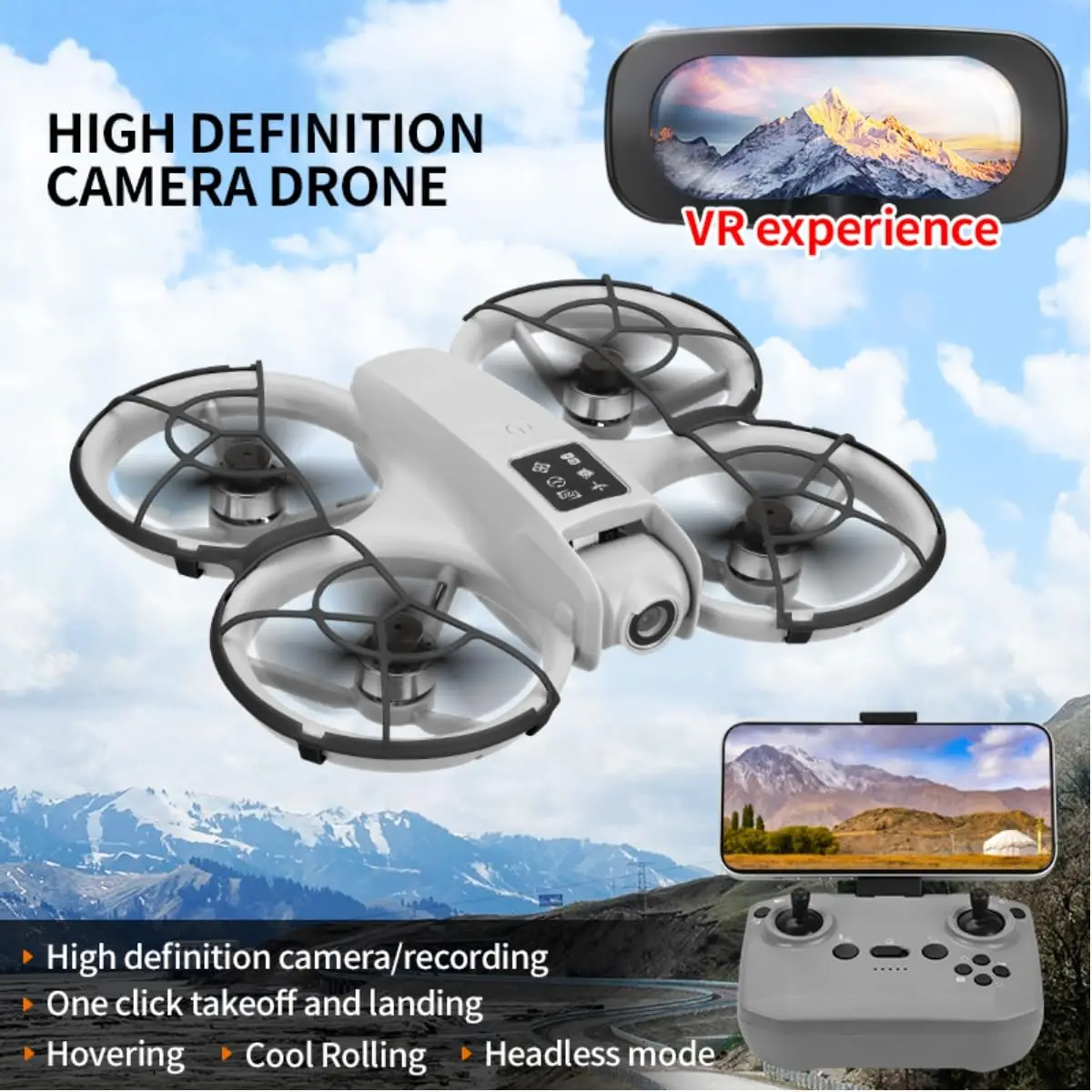 Drone telecomandato 2.4G FPV 480P HD Occhiali di trasmissione in tempo reale Telecamera HD Drone senza spazzole Aereo RC Quadcopter Giocattolo volante