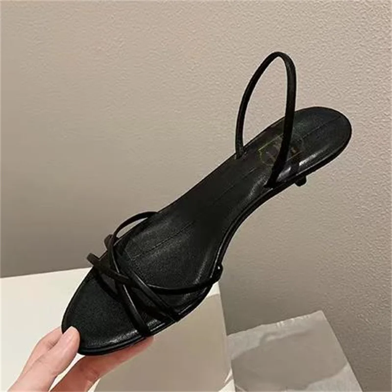 Sewing Lines Shoes for Ladies Round Toe Low Heels Mixed Colors Chassure Femme Back Strap Female Sandals PU Leather Zapatos Mujer