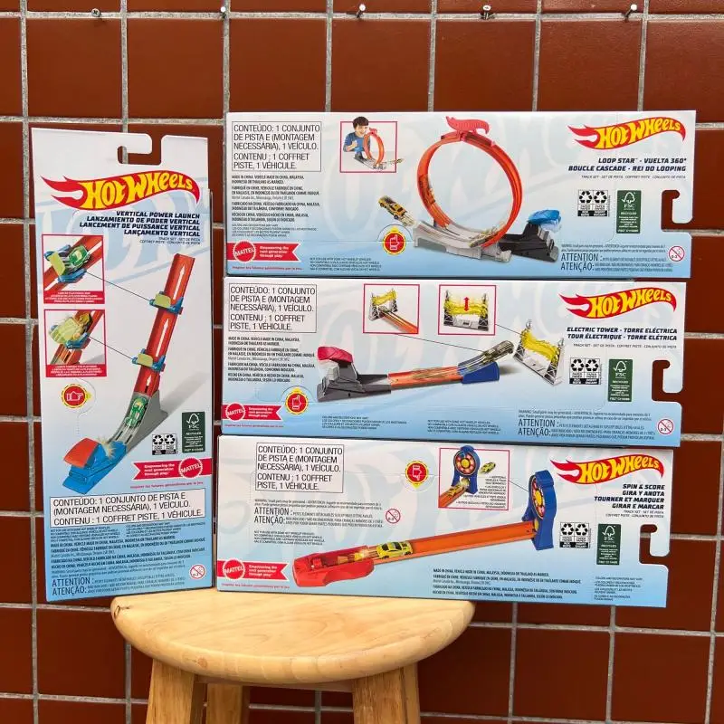 Hot Wheels FWM85 Diecast Car Track Set With Launcher 360 Loop Vertical Power Stunt Electric Tower Spin Score Playset For Boys