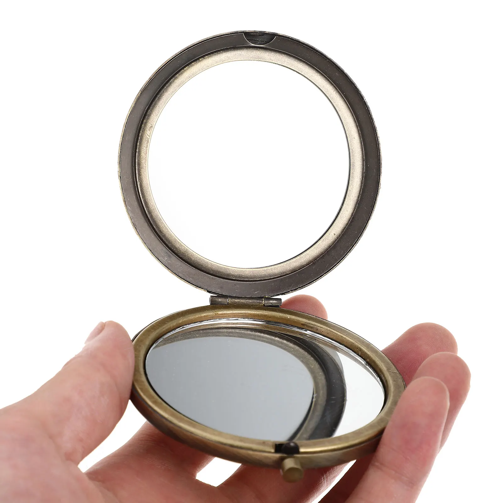 Tragbarer Retro-Schminkspiegel, kompakter, doppelseitiger, faltbarer Kosmetikspiegel für Frauen, Teenager, Mädchen, Reisen, Outdoor, Einkaufen, unverzichtbar