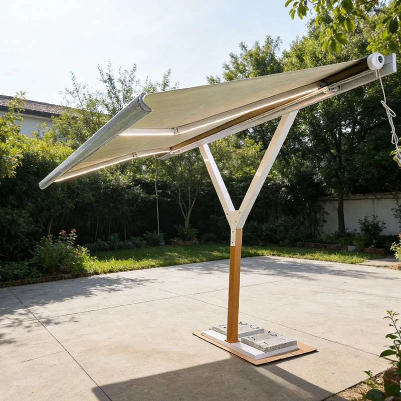 Y-shaped full box telescopic canopy, single-column electric with lighting, courtyard carport, terrace sunshade and rainproof tel