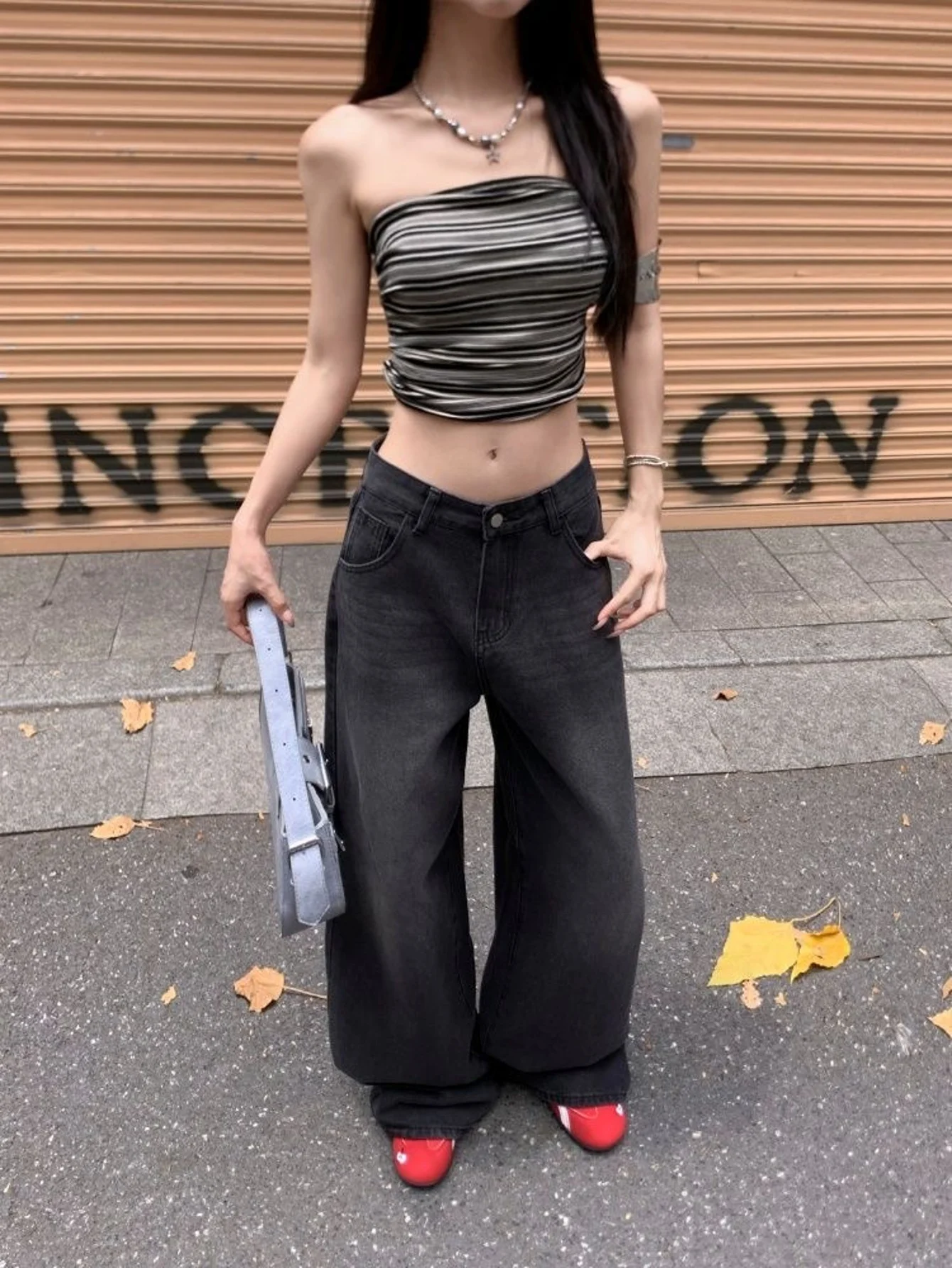 Y2K Clothes Black Baggy Jeans Unisex For Man Drip No accessories or belts included