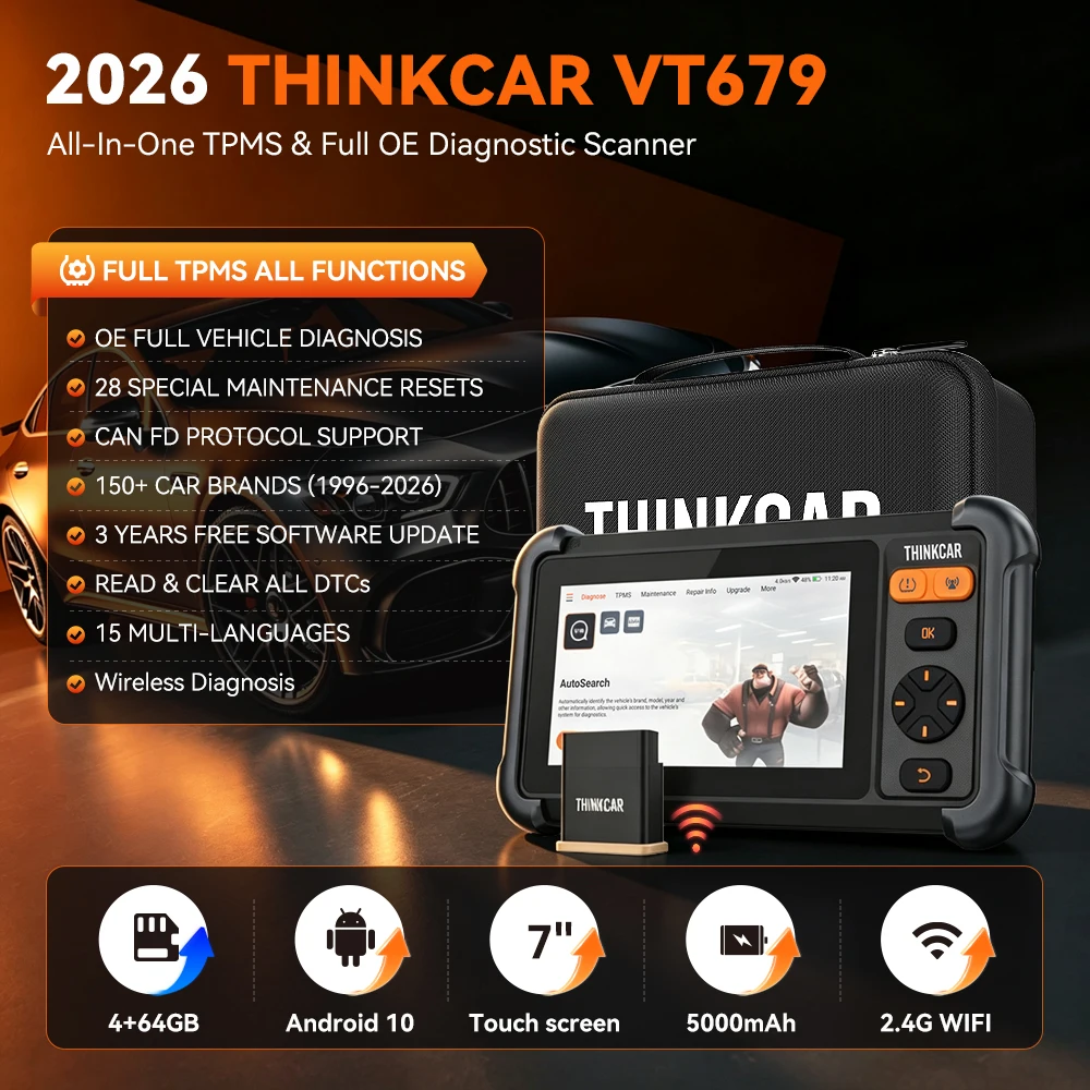 THINKCAR VT679 All-in-One TPMS & Full OE Diagnostic Scanner Car Diagnostic Tool 28 Reset Services CAN FD 3 Years Free Update