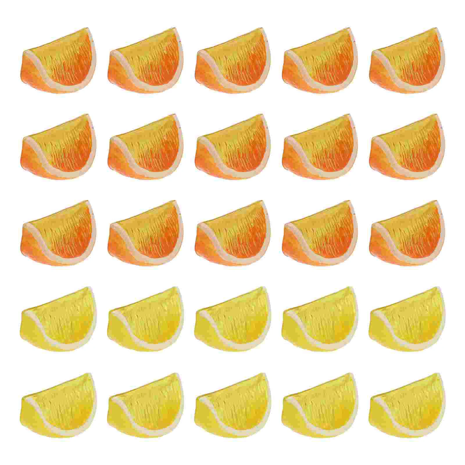 25 Pcs Lemon Fake Wedges Lifelike Fruit Decoration Orange Plastic Artificial Faux