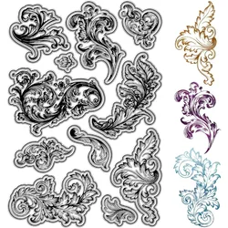 Vintage Flower Edge Clear Rubber Stamps Floral Line Frame Reusable Transparent Silicone Stamp Seals for Journaling Card Making