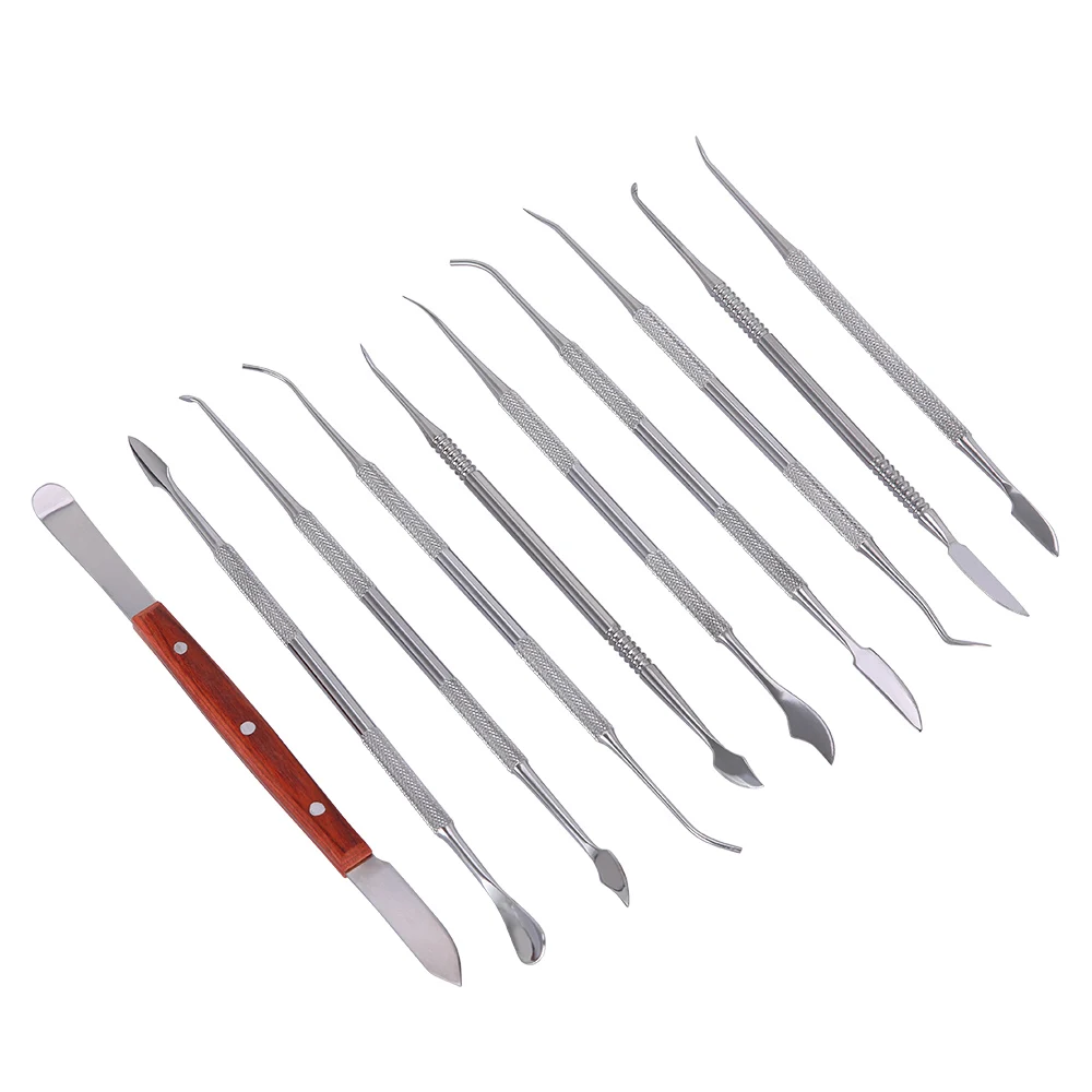 10Pc Dental Spachtel Gips Messer Praktische Edelstahl Vielseitig Zähne Wachs Carving Werkzeug Set Dental Instrument Zahnarzt Werkzeuge – Detail 4
