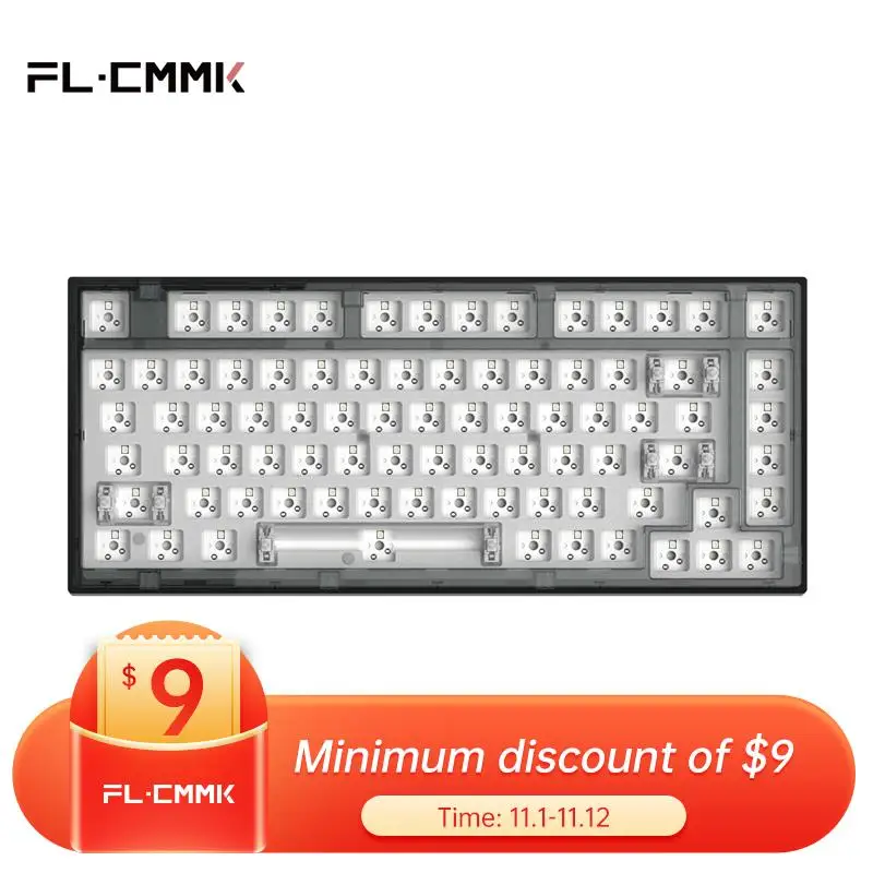 

FL.ESPORTS Q75 Mechanical Keyboard Kit 82-Key Hot-Swappable RGB Lighting Effect Configuration Driver Single-Mode Wired Version