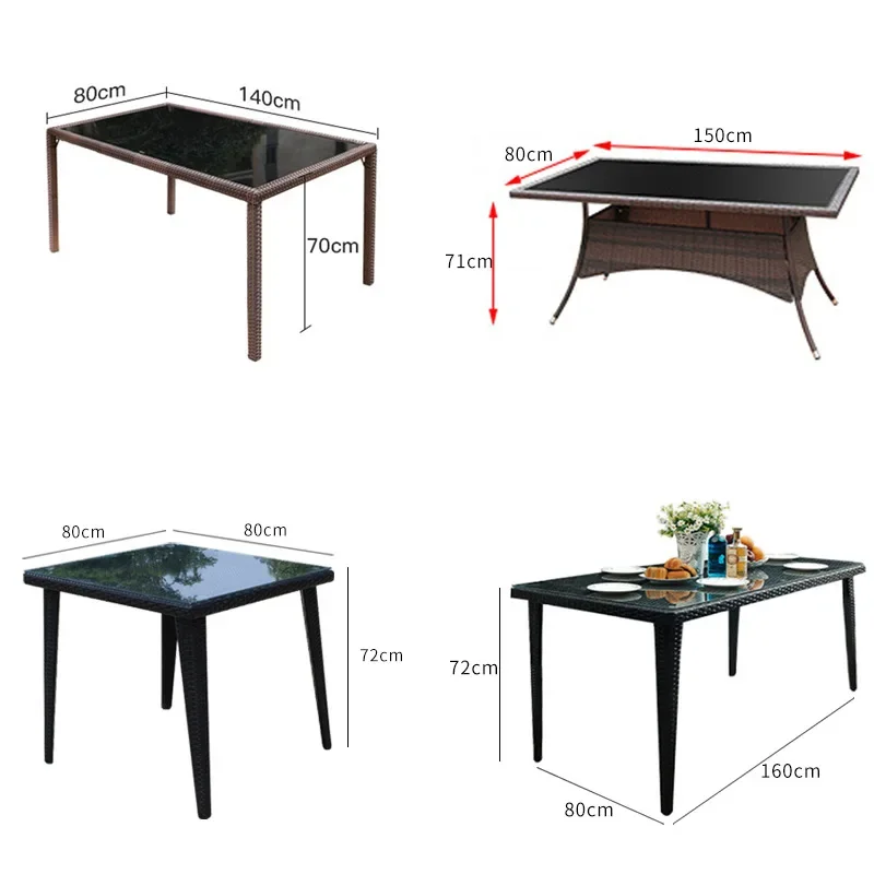 Balcony Creative Rattan Tables and Chairs Waterproof Terrace Leisure Garden Home Garden Three-five-piece Rattan Chair Tea Table