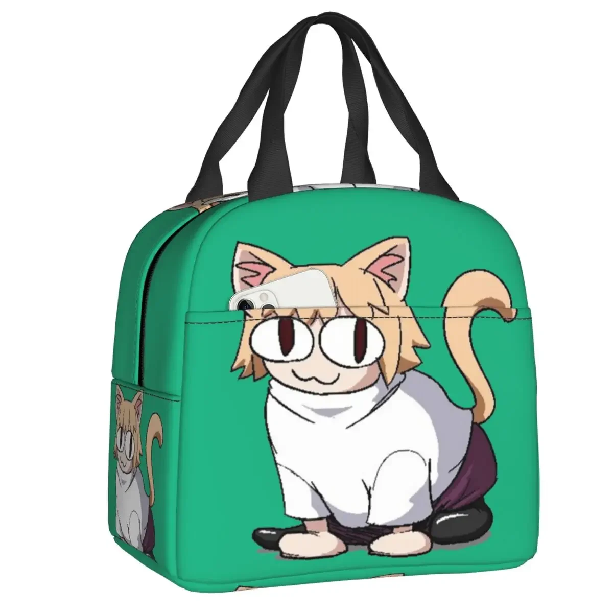 Neco Arc Cat Insulated Lunch Bags for Women Cartoon Comic Game Resuable Cooler Thermal Bento Box Work School Travel