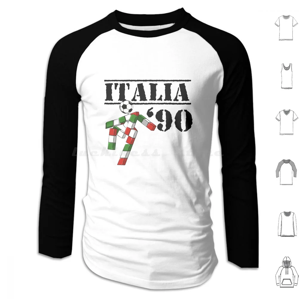 Italia '90 Print Hoodies Long Sleeve Football Soccer Italia 90 Espana 82 Mexico 86 Argentina 78 Mascot Ciao Maradona