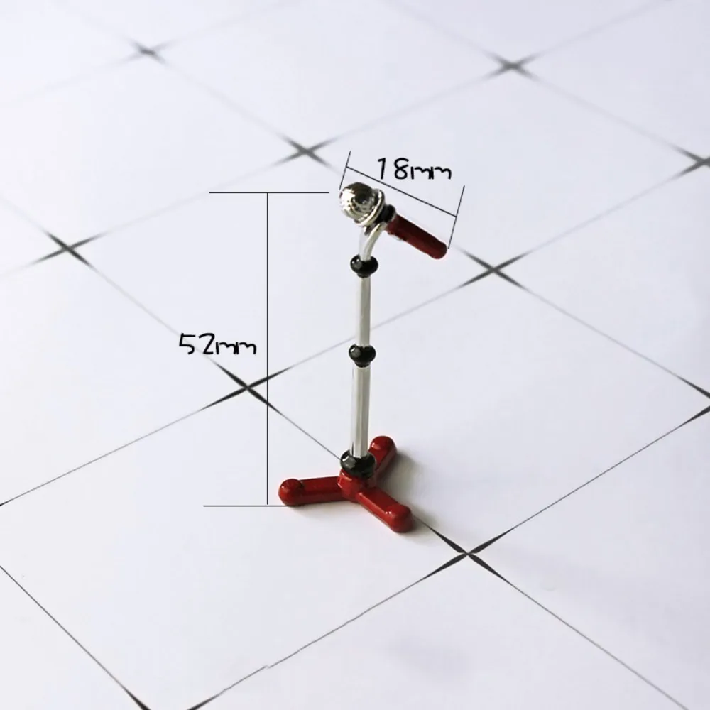

Micro Landscape Microphone Stand Furniture Alloy Mini Microphone Model Assembled 1:12 Scale 1:12 Dollhouse Accessories