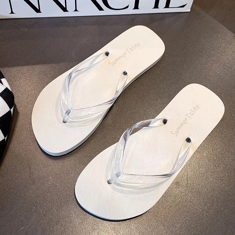 

Summer Women Solid Color Flip-flops Fashion Clip Toes Beach Slippers Non-slip Indoor Bathroom Slides Comfy Female Sandals