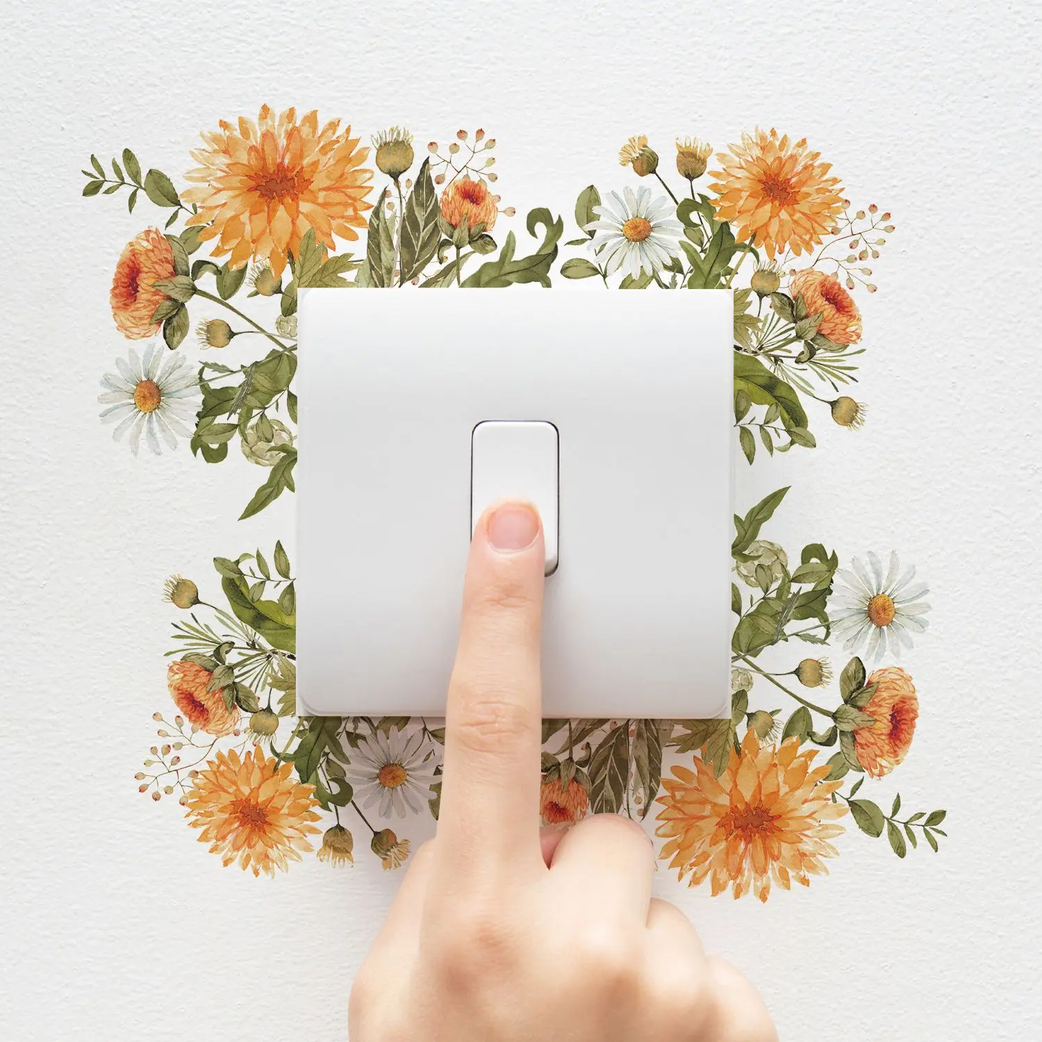 Wall Switch Flower Stickers Universal Household Warm Sockets Room Renovation Bedroom Decoration Stickers Waterproof Wallpaper