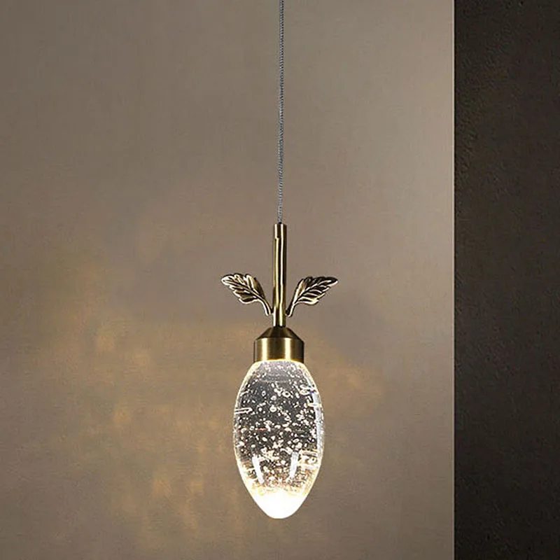 

Simple Modern Copper Crystal Fruit Chandelier Luxury Restaurant Hotel Bedroom Bedside Background Wall Decoration Hanging Lamp