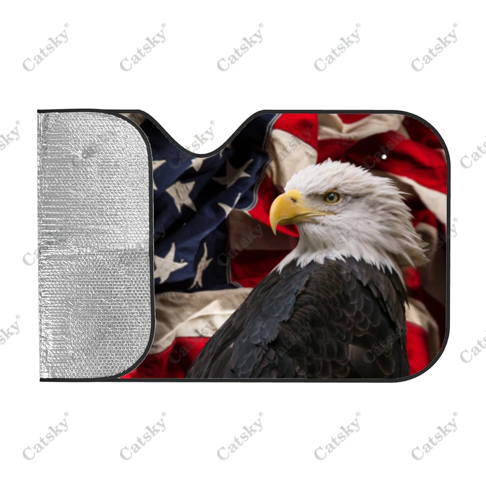 American Flag Elag Print Car Accessories Windshield Sunshade Foldable Sunvisor Protect Sunshade for Car SUV Gift for Car Lover