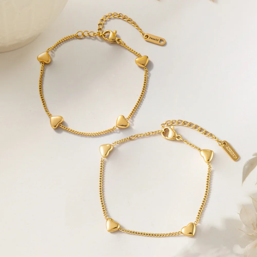 Minimalist Premium Heart Bracelet, Mini 3D Solid Love Heart Dainty Luxury Versatile Hand Jewelry