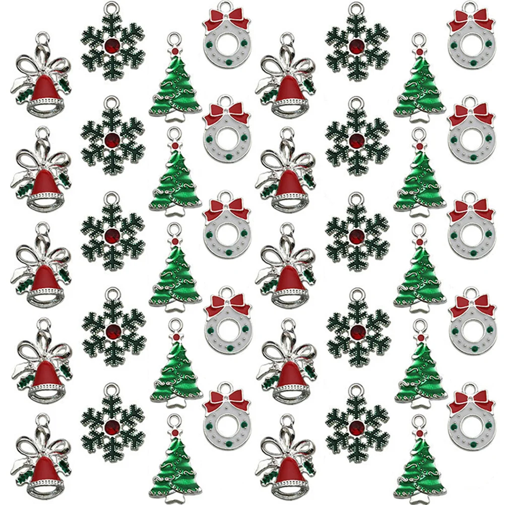 28 Pcs Christmas DIY Pendant Jewelry Making Supplies Small Charms Crafts Keychain for Bracelets Alloy