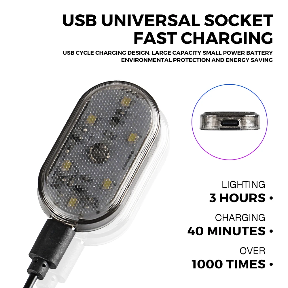 1 Piece Wireless Mini Car Light LED Touch Light Car Interior Light Roof Reading Light Colorful Car Ambience Light USB Charging