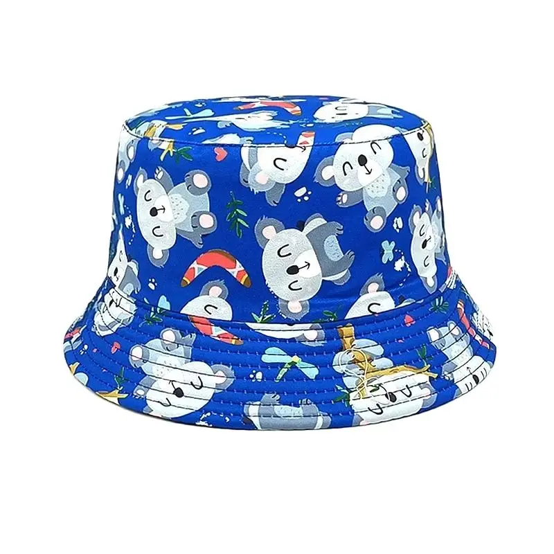 2024 Spring Polyester Cartoon Print Bucket Hat Outdoor Travel Sun Cap For Child Boy and Girl 98