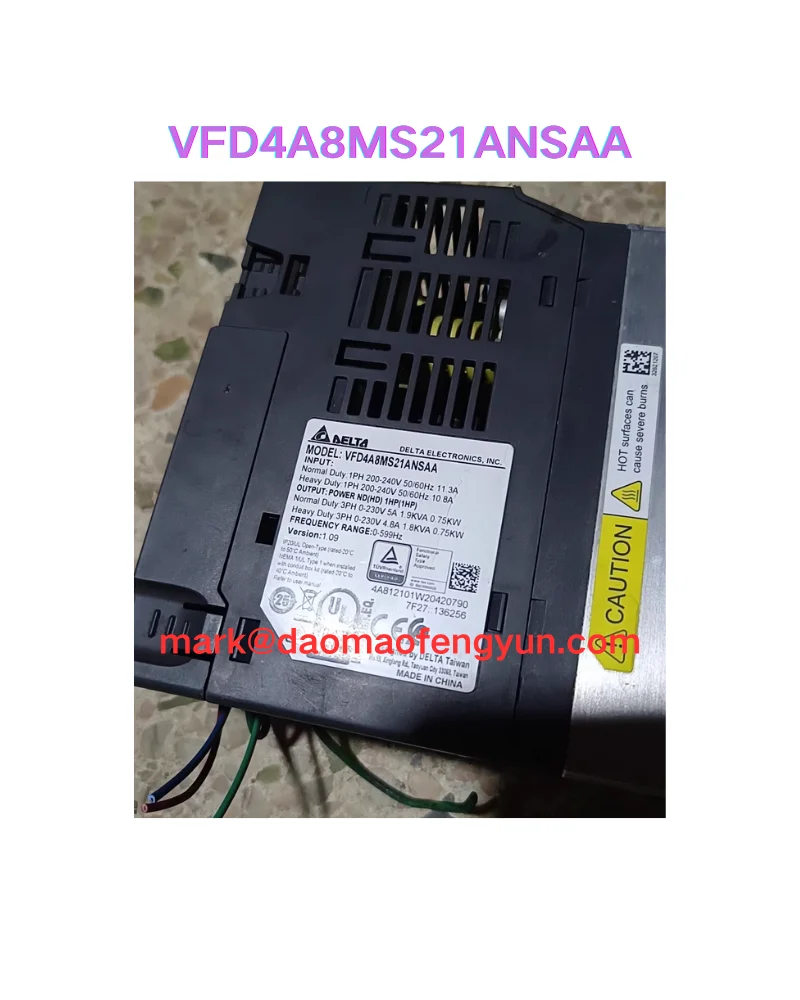

VFD4A8MS21ANSAA Used 220v 0. 75kw Inverter Test OK