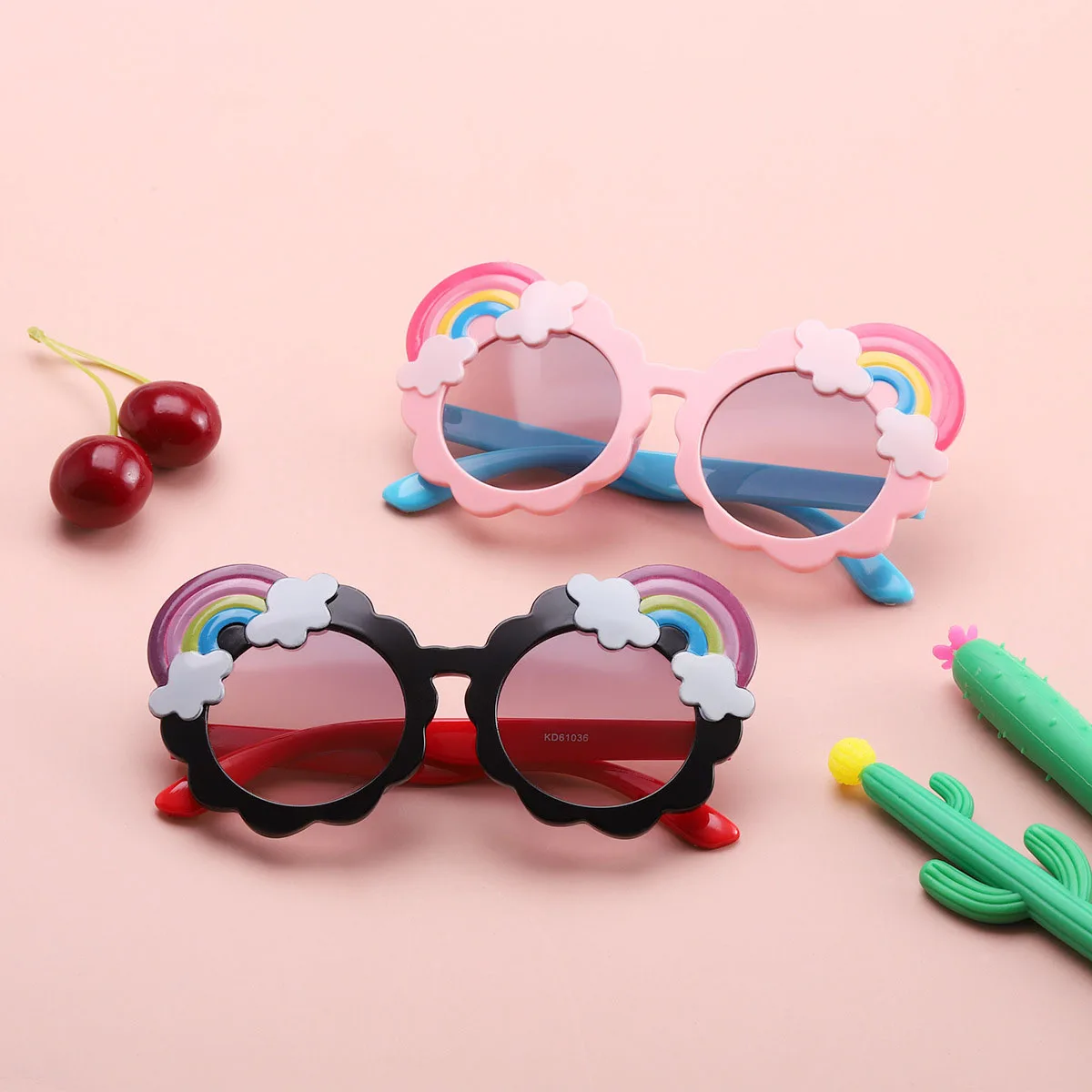 2026 UV400 New Children's Cute Cartoon Rainbow-Shaped Sunglasses Are Dazzling And UV-Protective For Babies