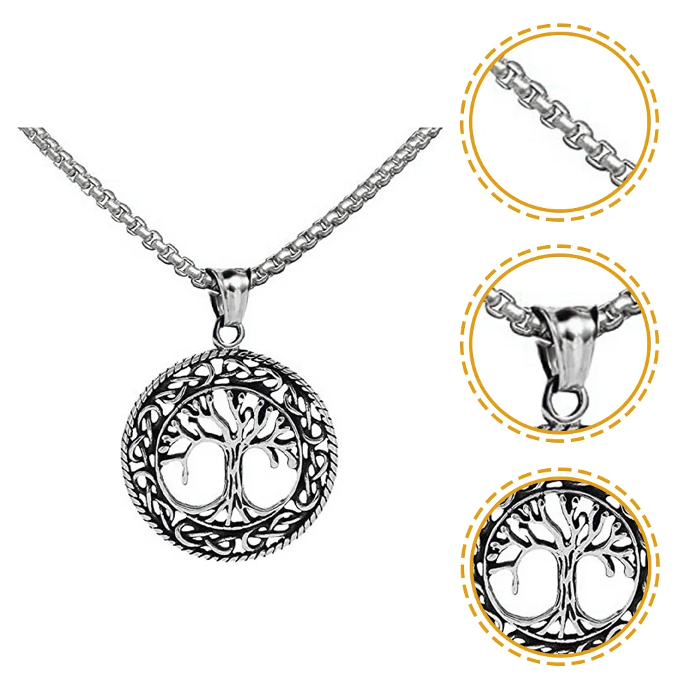 Tree of Life Necklace Titanium Steel Pendant Decoration Mens Necklaces Unisex Chain Man