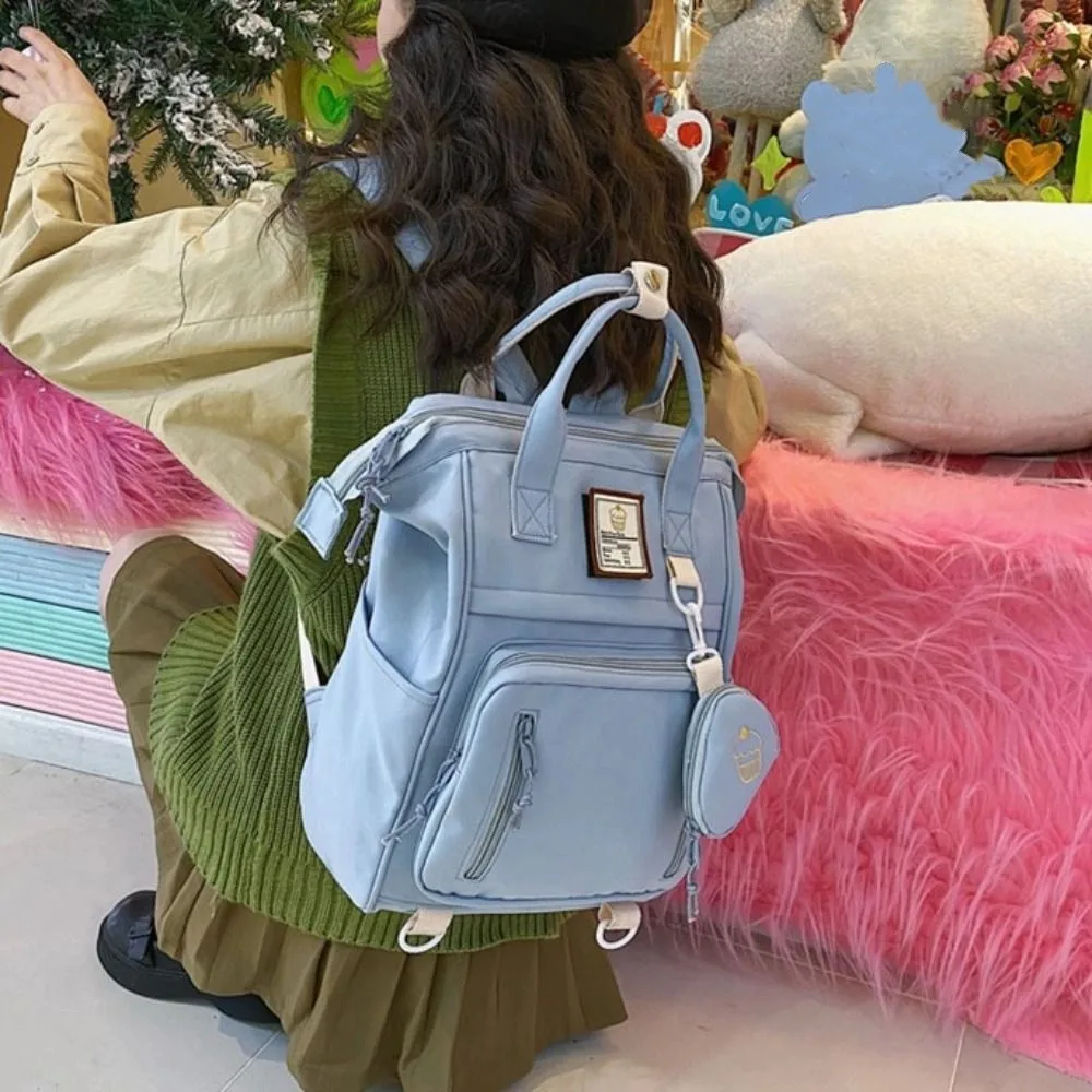 Durable Portable Laptop Backpack Nylon Large Capacity College School Bag Korean Style Waterproof Ins Shoulder Bag Travel