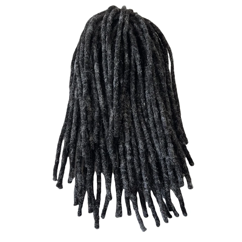 Dreadlock Male Hair Prosthesis Konts PU Base Toupee #1bGrey Men Hair System Unit for Old Black Men 100% Human Hair Men's Toupee