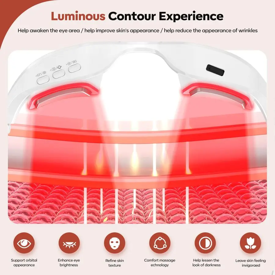 

Smart Eye Massager Glasses Red Light Therapy with Microcurrent, Heat amp Vibration, for Eye Bags Dark Circles Puffiness Wrinkles