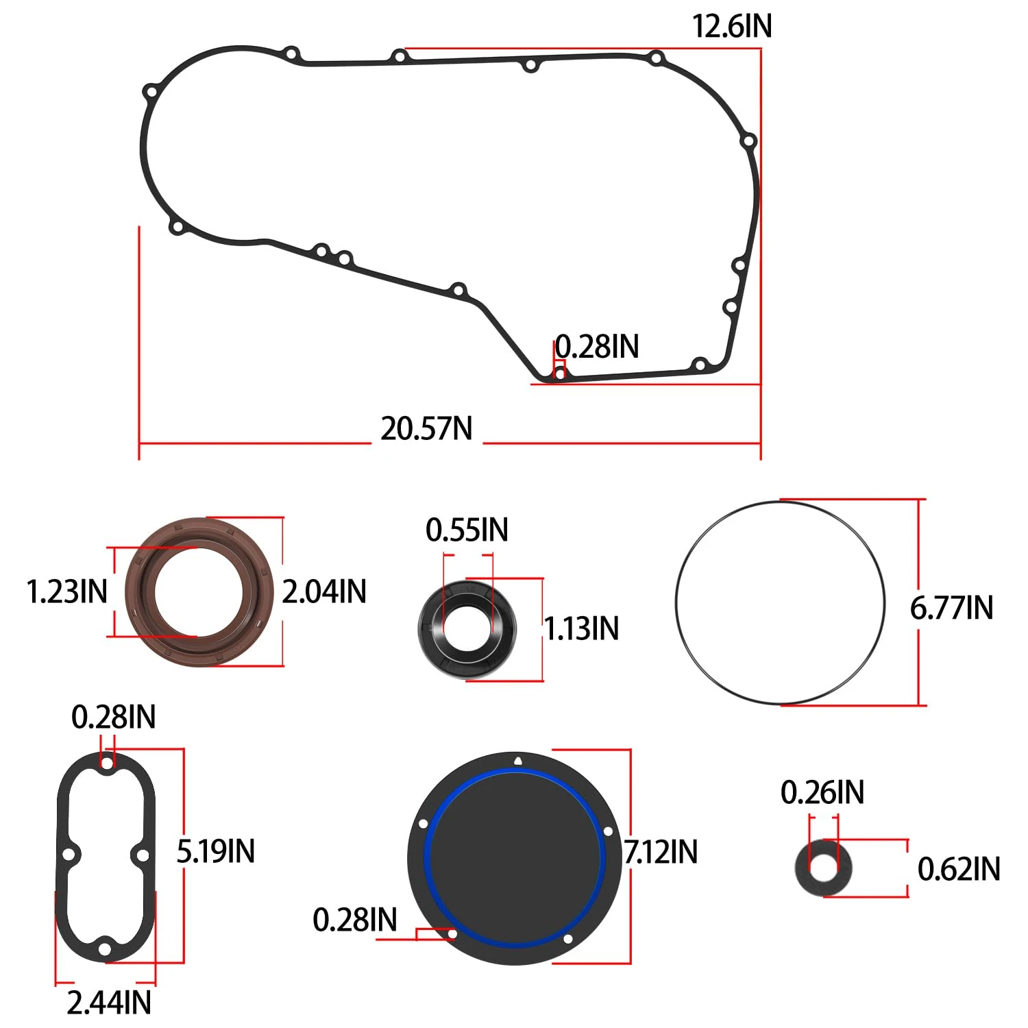 ANX Kupplungs-Primärdeckel-Dichtungssatz Ersatzteile Passend für Harley Davidson Softail & Dyna Alle Modelle Baujahr 1994-2005 – Detail 6