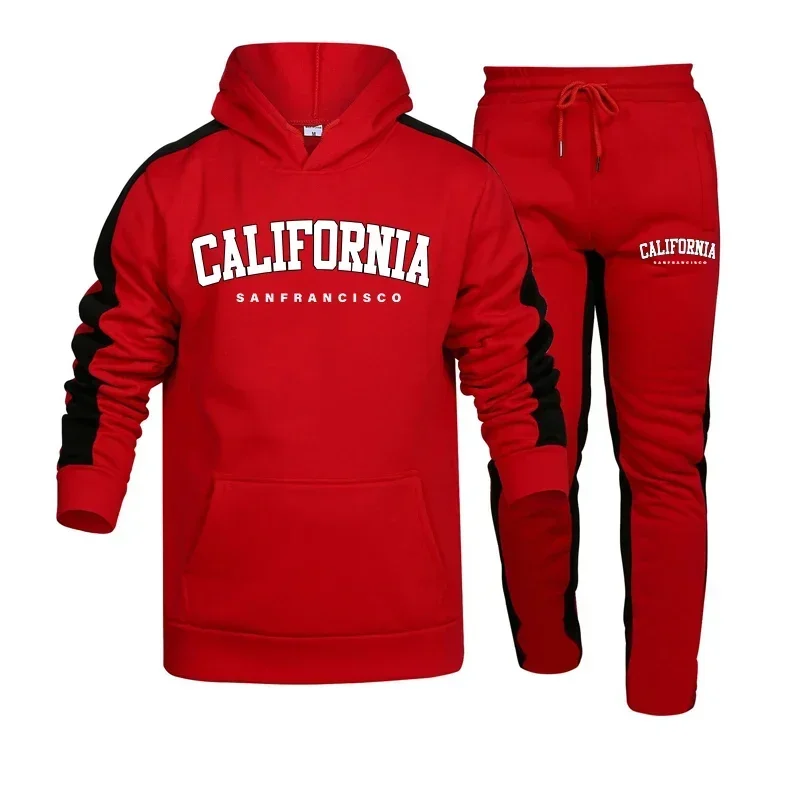 Men's Tracksuit 2 Pcs Sets Casual Hooded Sweatshirt Suit Outdoors Sports Jogging Clothes Autumn Winter Fashion Street Sportswear - view 5