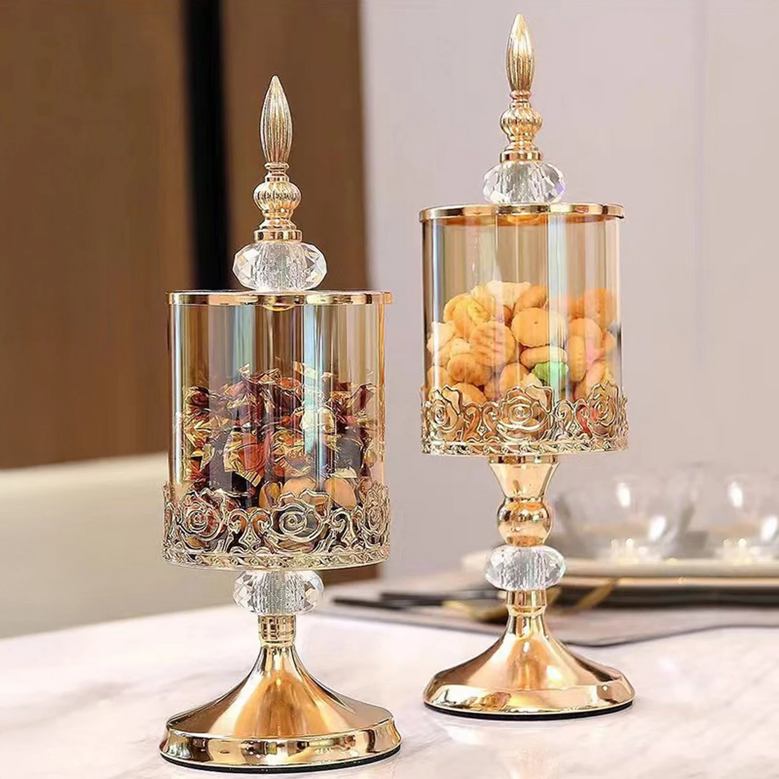 

Nordic Style Candy Storage Jar Glass Jar with Lid Weddings Party Dinner Table Centerpieces Decoration Home Storage Supplies