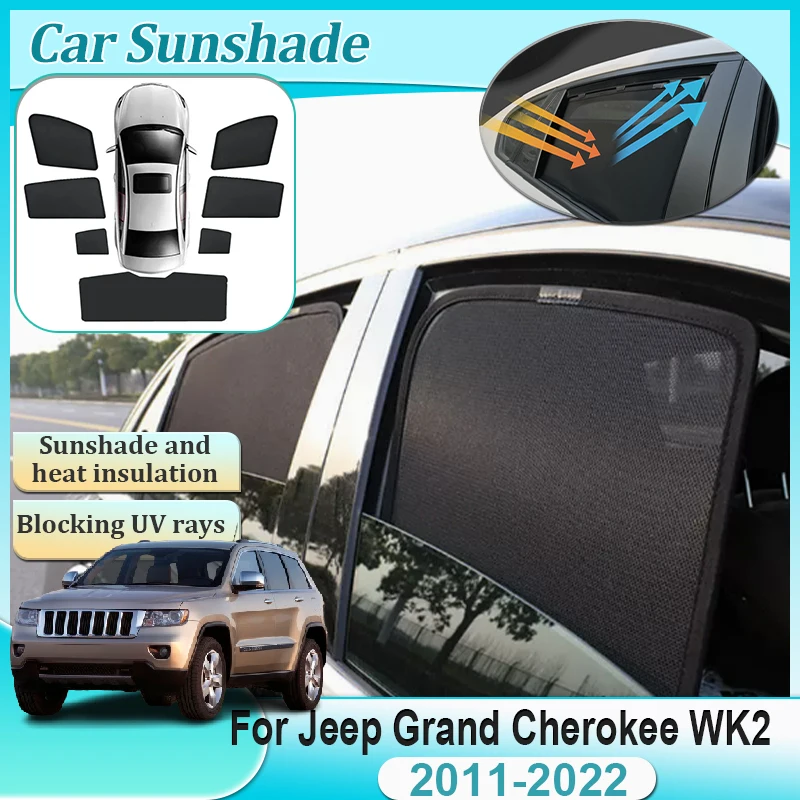 

Для Jeep Grand Cherokee WK2 2011-2022 Магнитный солнцезащитный козырек с защитой от УФ-лучей, крышка лобового стекла, детали бокового окна, козырьки, инструменты, автоаксессуары